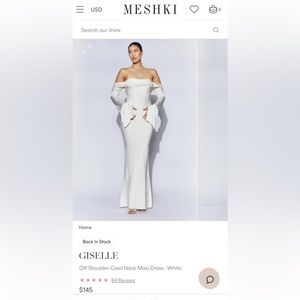 Meshki - GISELLE Off Shoulder Cowl Neck Maxi Dress - White